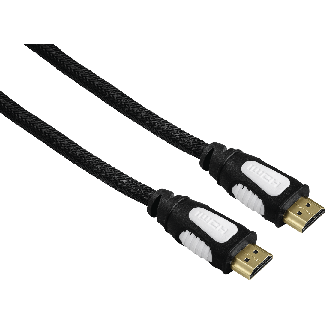Cable HDMI™ High Speed, con.-con.machos,Ethern.,tejido,oro,negro, 1,5m |  Hama