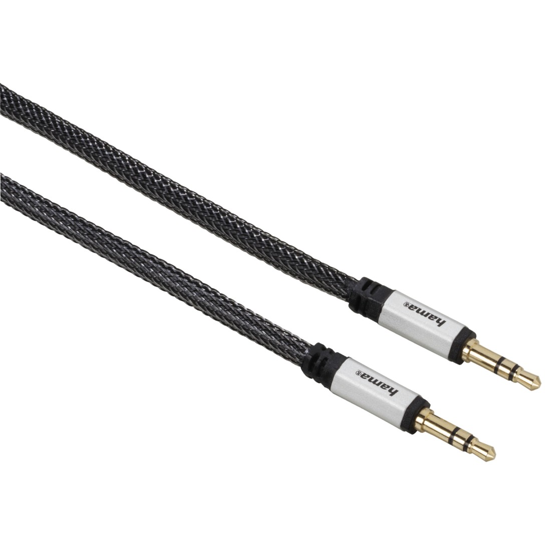 Cable audio, con. jack 3,5mm - con. machos, estéreo, oro, tejido, 1,5m |  Hama
