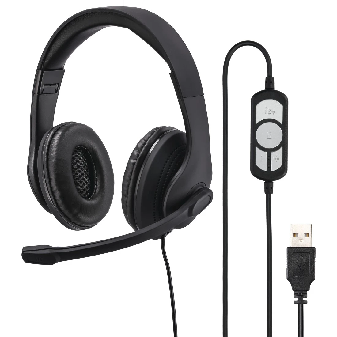 Conjunto auriculares-micrófono para PC y oficina, estéreo, negro | Hama