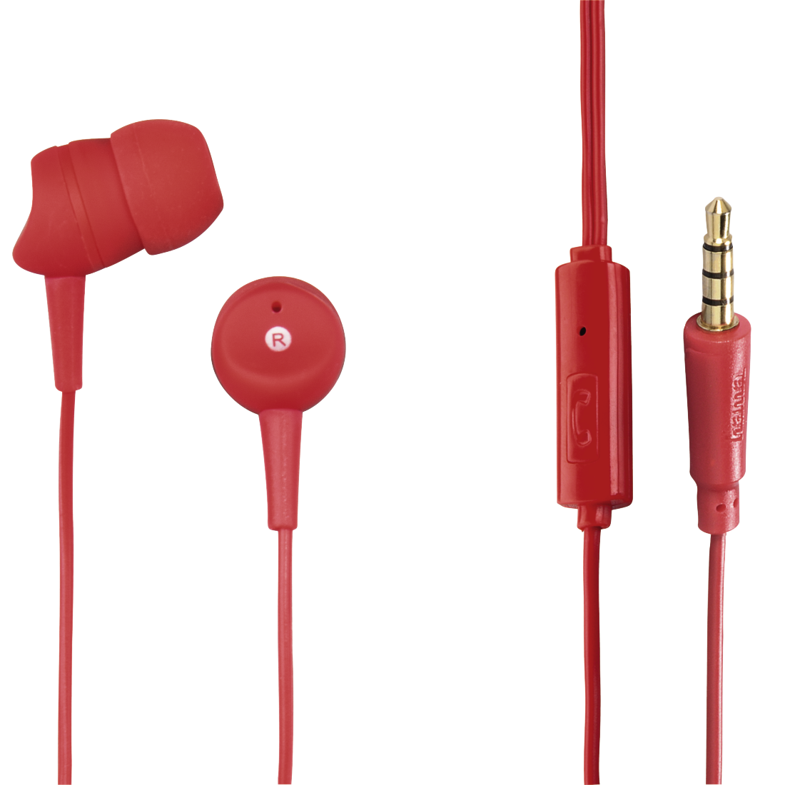 Conjunto auriculares-micrófono estéreo intraural "Basic4Phone", rojo | Hama
