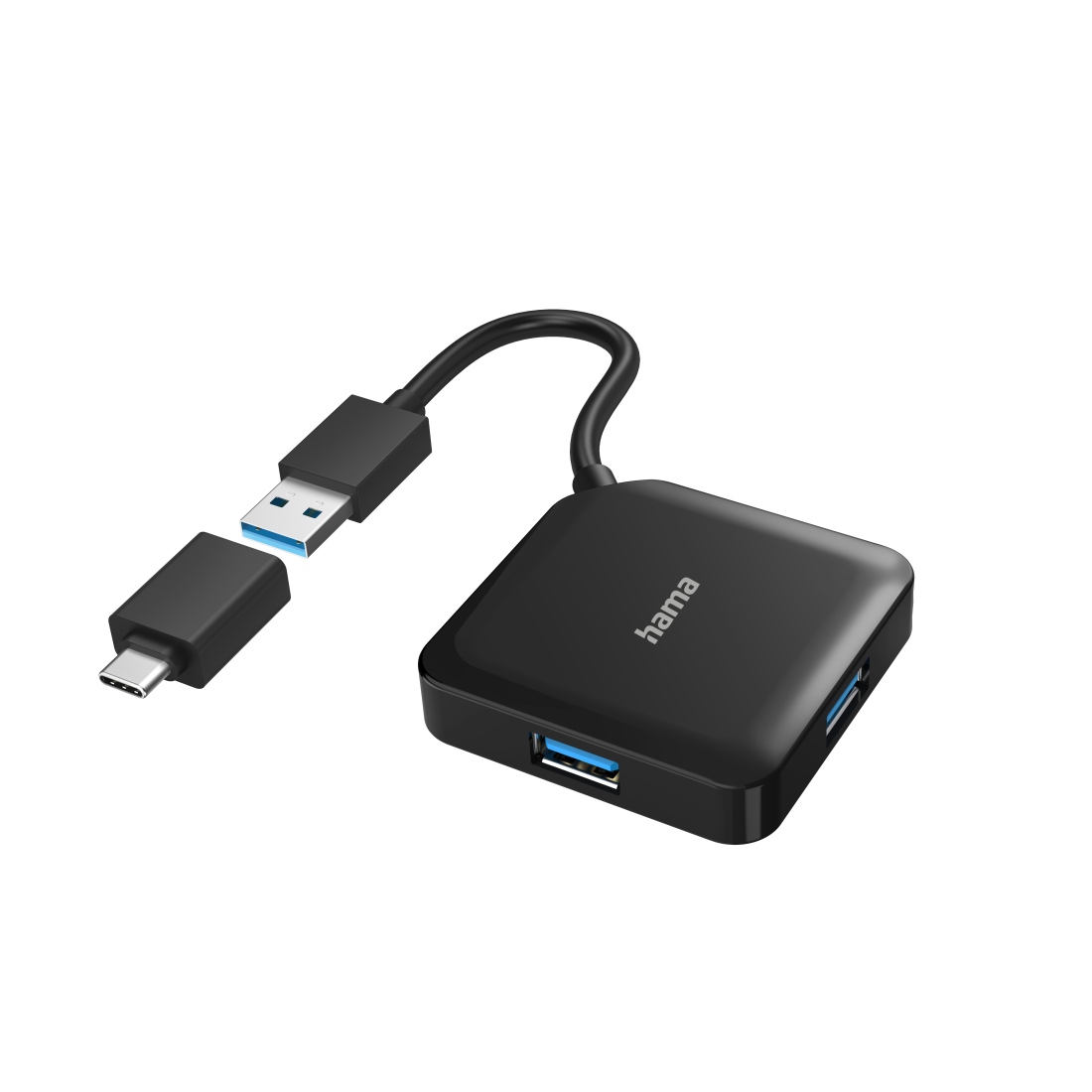 Concentrador USB, 4 puertos, USB 3.2 Gen1, 5 Gbit/s, incl. adap. USB-C |  Hama