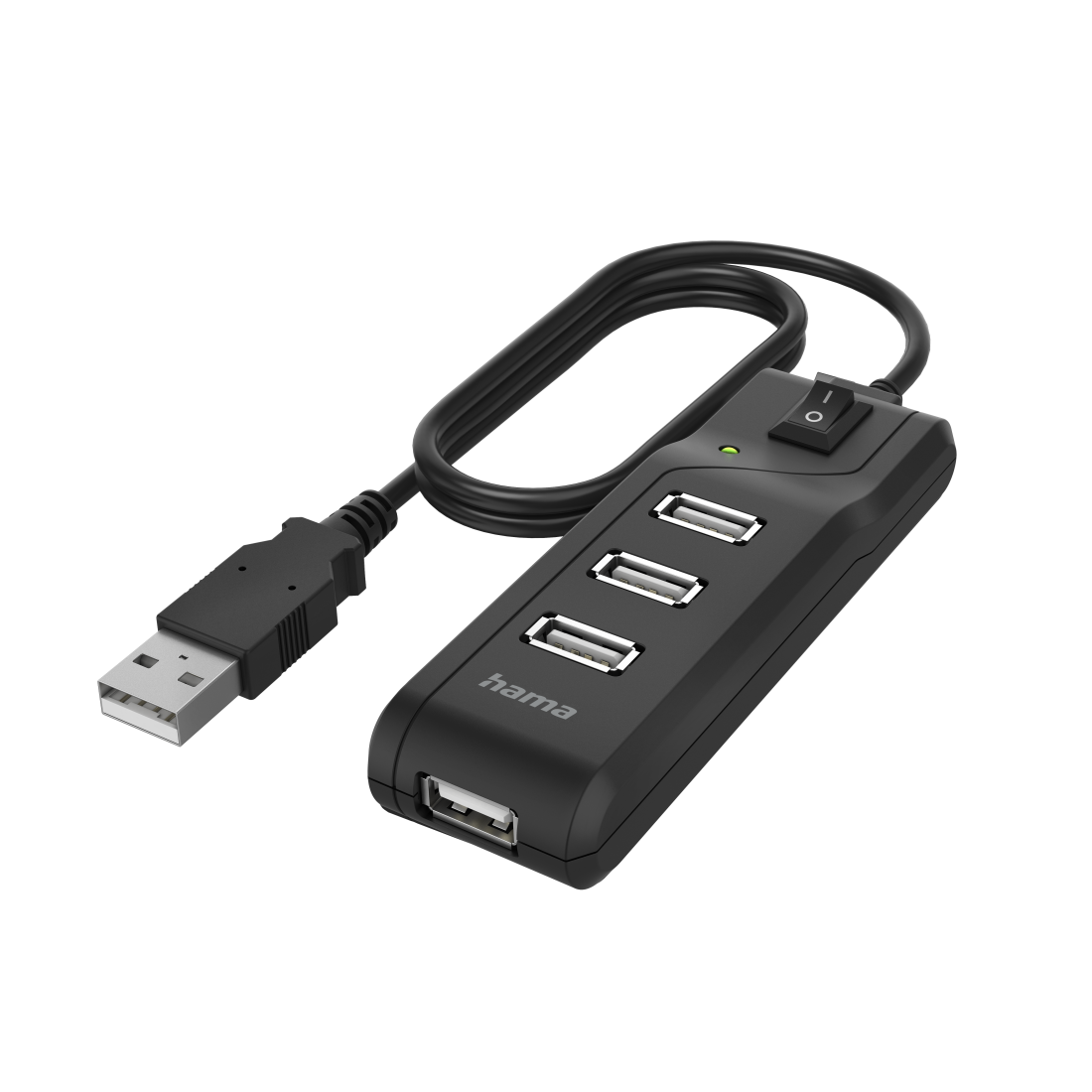 Concentrador USB, 4 puertos, USB 2.0, 480 Mbit/s, interruptor on/off | Hama