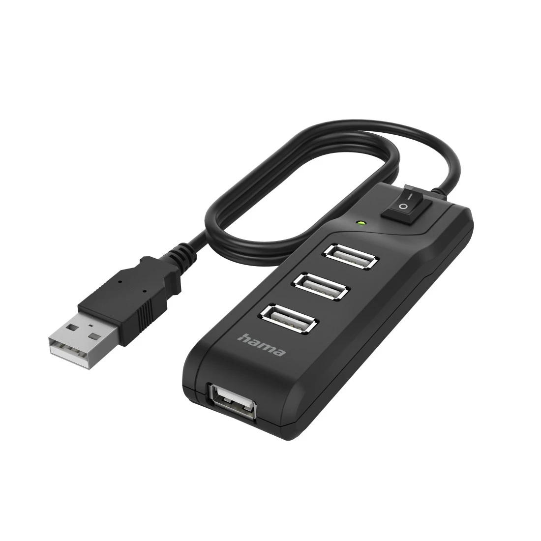 Concentrador USB, 4 puertos, USB 2.0, 480 Mbit/s, interruptor on/off