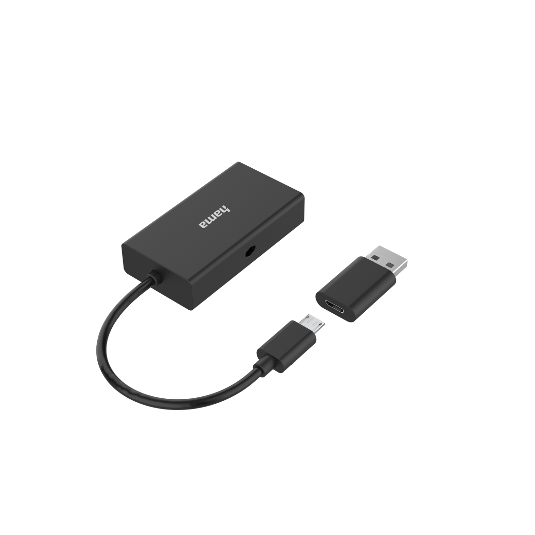 Conc./lector de tarj. USB OTG, 3 puertos, USB-A, SD, microSD,ad. USB-A |  Hama