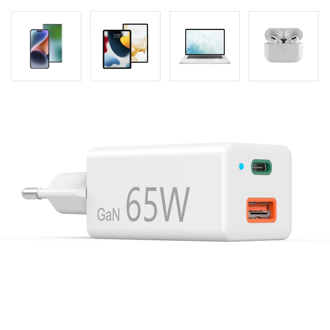 Comprar Cargador USB 65W GaN tipo C PD carga rápida QC 3,0 4,0 adaptador de  teléfono portátil para IPhone 12 Pro Max Macbook Laptop Smartphone