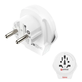 Adaptador enchufe  World to Europe Hama, 1 entradas USB, 250 V, Compatible  con hasta 200 países, Blanco