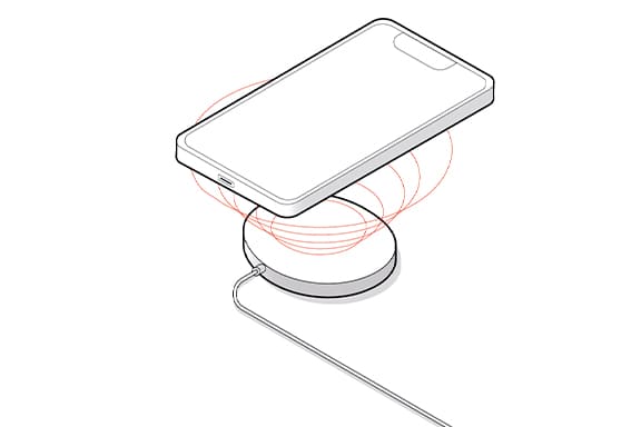 Ilustración del funcionamiento de la carga inalámbrica del teléfono móvil