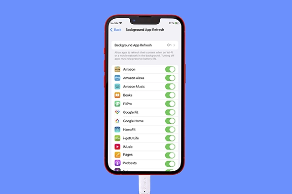 Deshabilitar los ajustes de «actualización de apps en segundo plano»