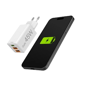 Hama Cargador rápido, GaN, 1x USB-C PD, 2x USB-A QC, Minicargador, 45 W, Blanco